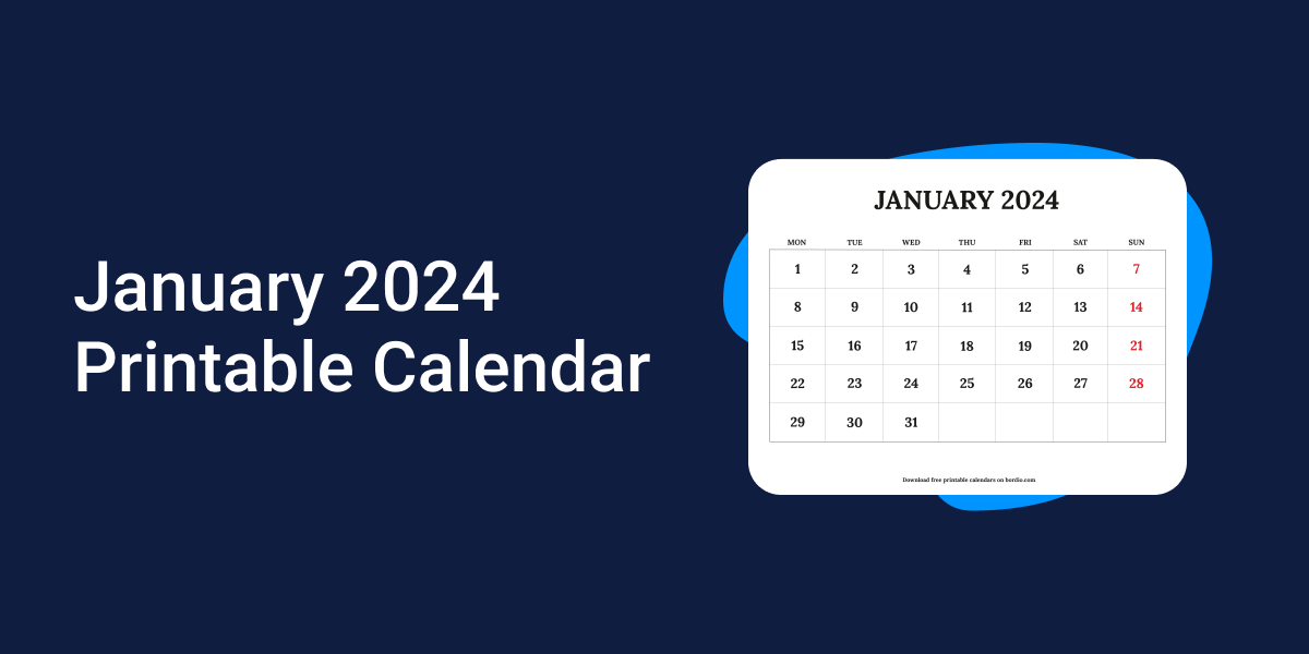 January 2024 Printable Calendar Templates Free Download (PDF)