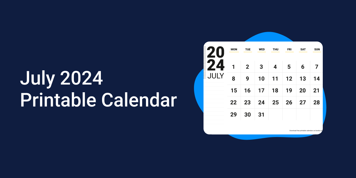 July 2024 Printable Calendar: Free Download (PDF)