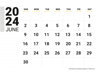 June 2024 calendar for print sunday preview