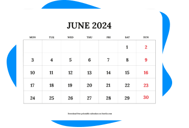 June 2024 printable calendars