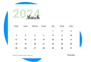 March 2024 printable calendars