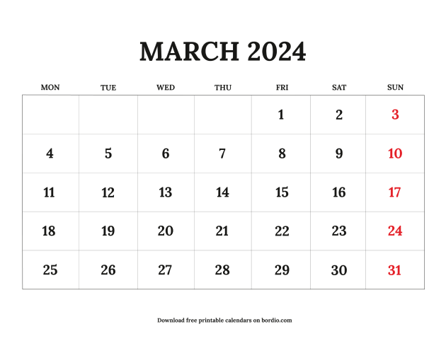 March 2024 Printable Calendar Templates: Free Download (PDF)