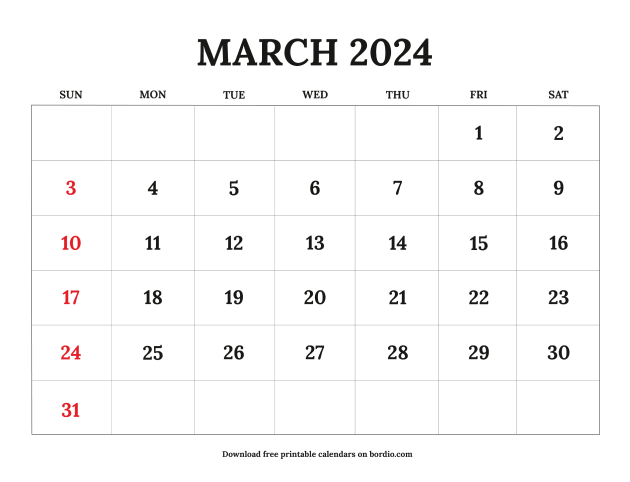 March 2024 Printable Calendar Templates: Free Download (PDF)