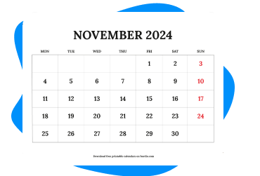 November 2024 printable calendars