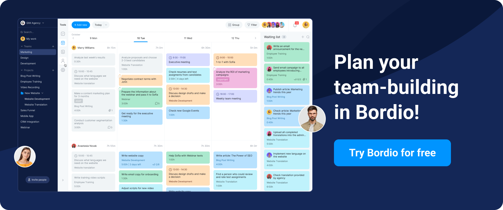 Plan your team-building in Bordio!