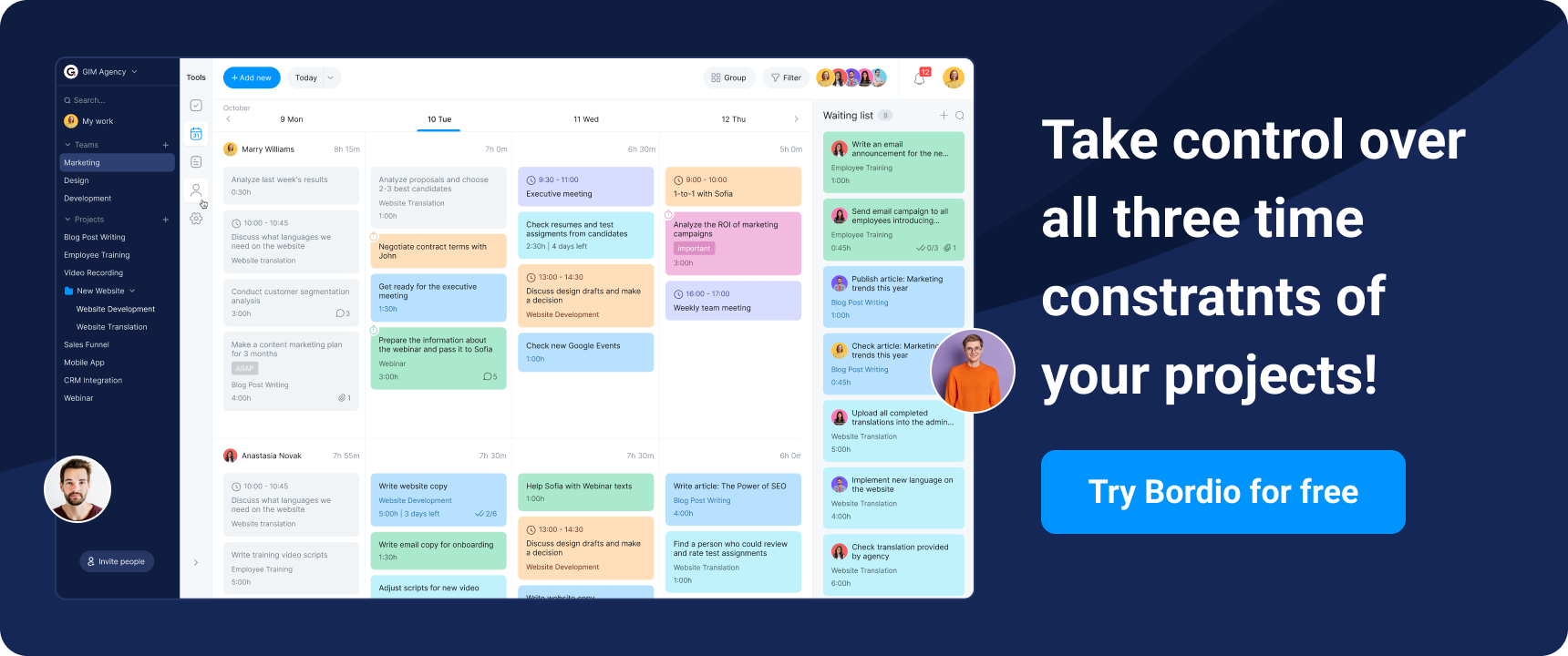 Take control over all three time constratnts of your projects!