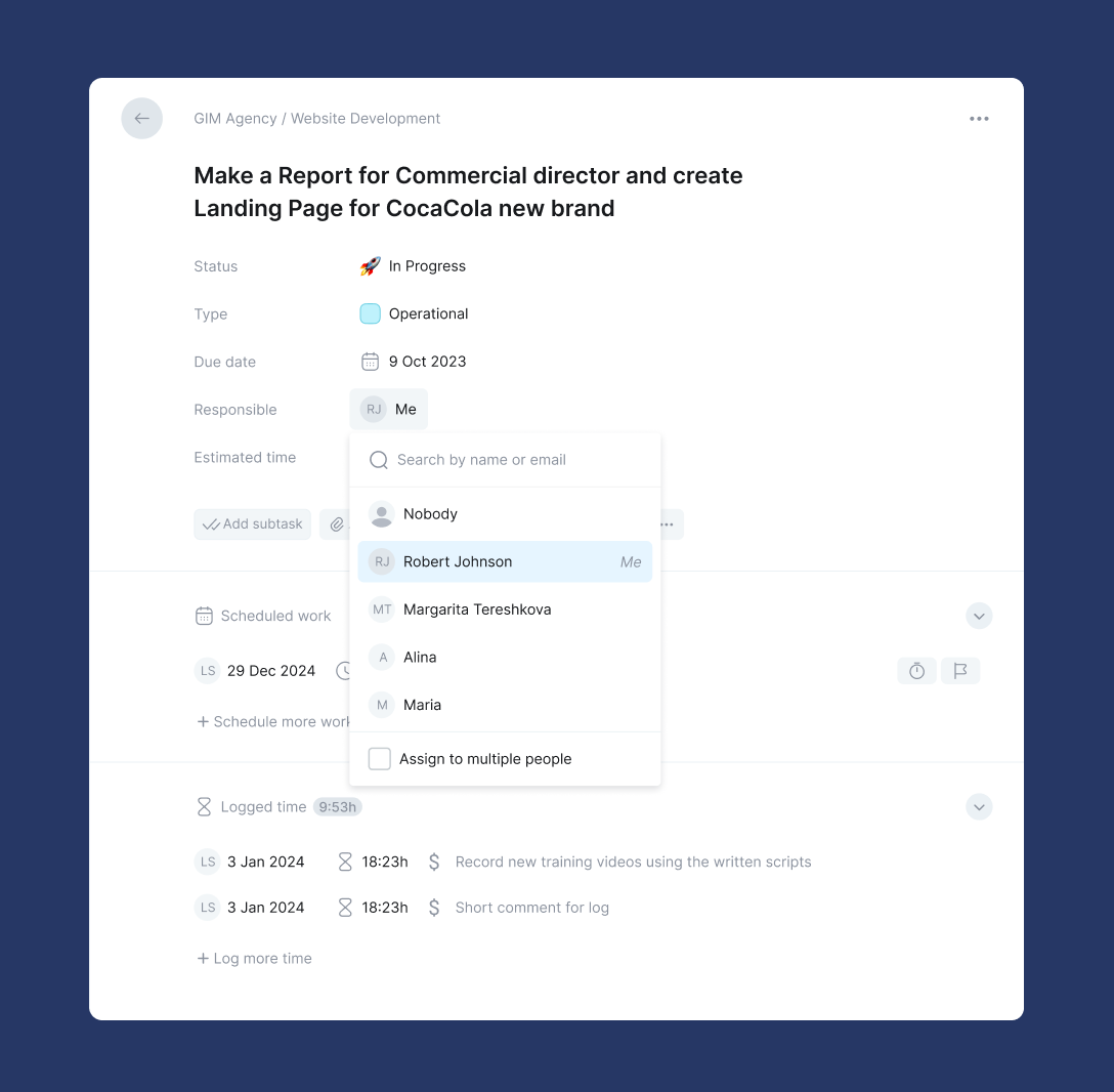 Task details