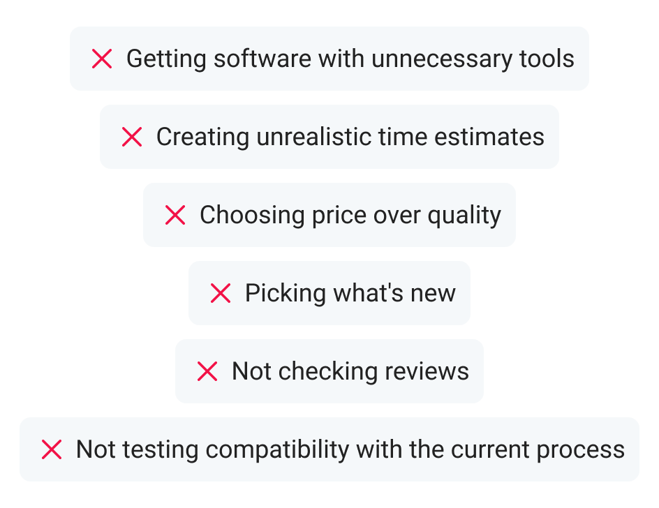 Mistakes with PM software selection